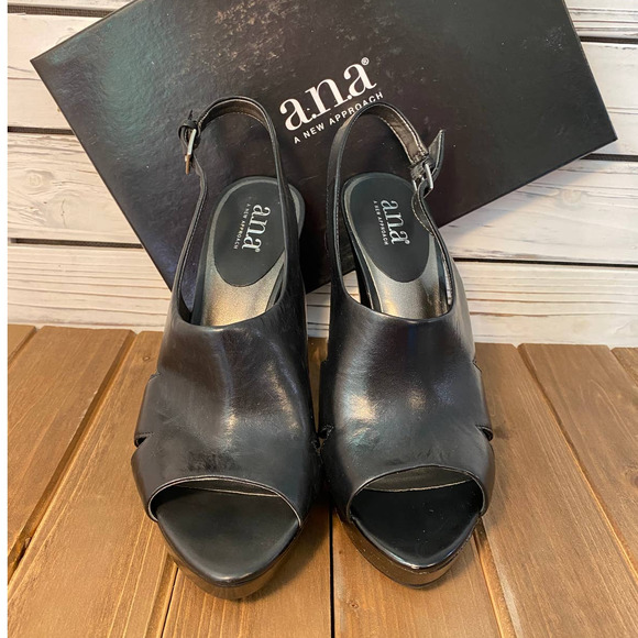 NIB a.n.a. open toe leather upper pumps Size 8 - Picture 4 of 7